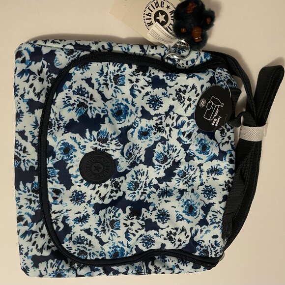 Kipling Lunch Bag NWT Navy Blue and White Flowers - Picture 3 of 8